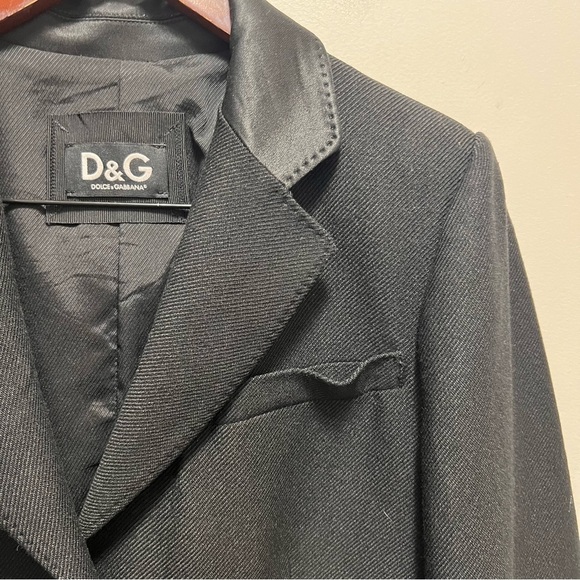 D&G Dolce & Gabbana Black Mohair Blend Trench Coat Size 46 - Picture 5 of 15